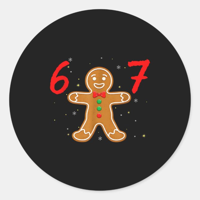 67 Meme Humor 6-7 Funny Six Seven Christmas  Classic Round Sticker (Front)
