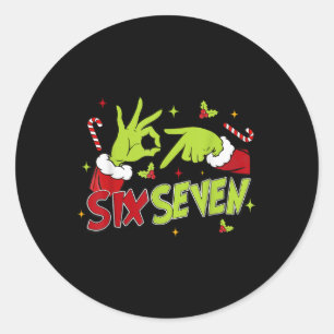 67 Meme Humor 6-7 Funny Six Seven Christmas Classic Round Sticker