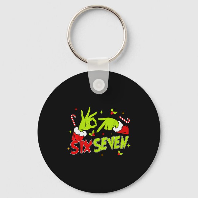 67 Meme Humor 6-7 Funny Six Seven Christmas  Key Ring (Front)