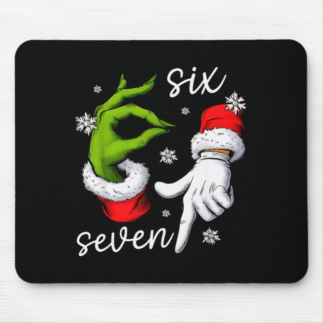 67 Meme Humor Funny Santa Says Six Seven Christmas Mouse Mat (Front)
