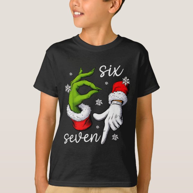 67 Meme Humor Funny Santa Says Six Seven Christmas T-Shirt (Front)