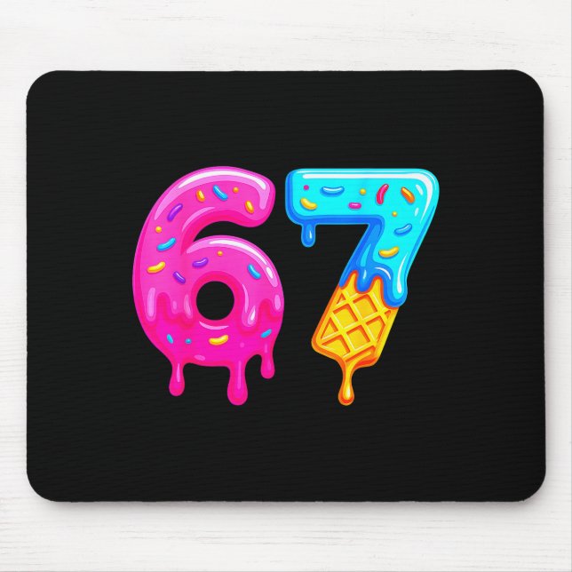 67 Meme Ice Cream Drip Funny Six Seven Gen Alpha S Mouse Mat (Front)