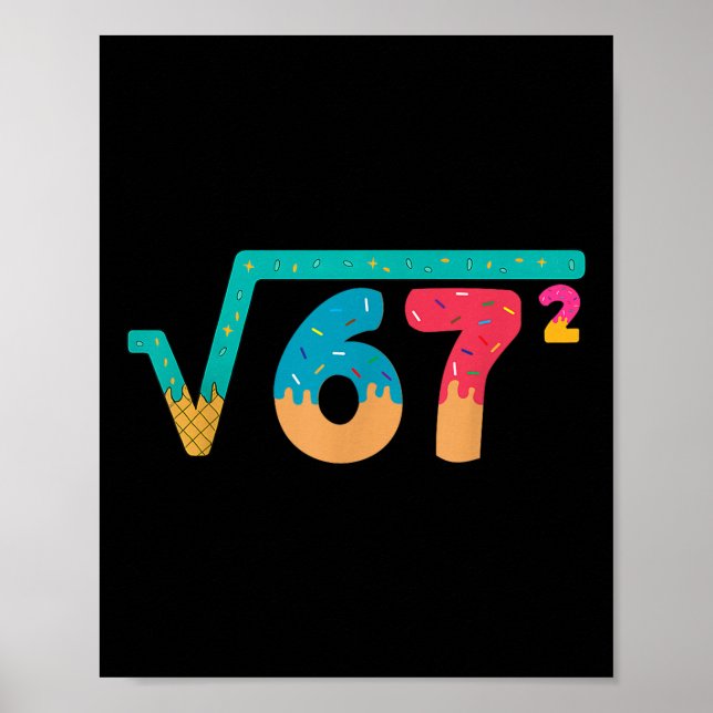67 Meme Ice Cream Drip Square Root 67² Slang Math  Poster (Front)