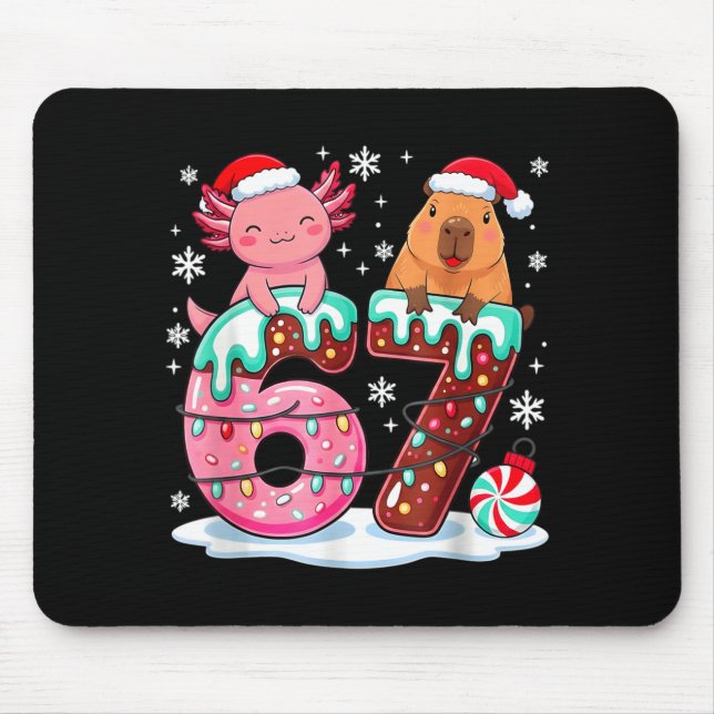 67 Meme Kawaii Axolotl Capybara Christmas Ice Crea Mouse Mat (Front)