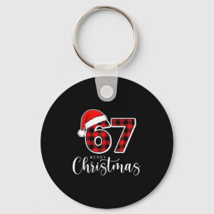 67 Meme Merry Christmas 67 Buffalo Plaid Xmas Retr Key Ring