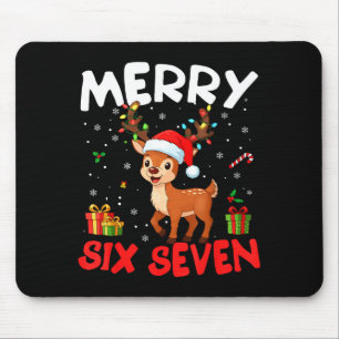 67 Meme Merry Six Seven Reindeer Funny Christmas W Mouse Mat