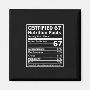 67 Meme Nutrition Facts Funny - Six Seven Gen Alph Magnet
