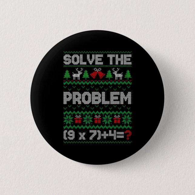 67 Meme Pemdas Math Joke Teacher Ugly Christmas Sw 6 Cm Round Badge (Front)