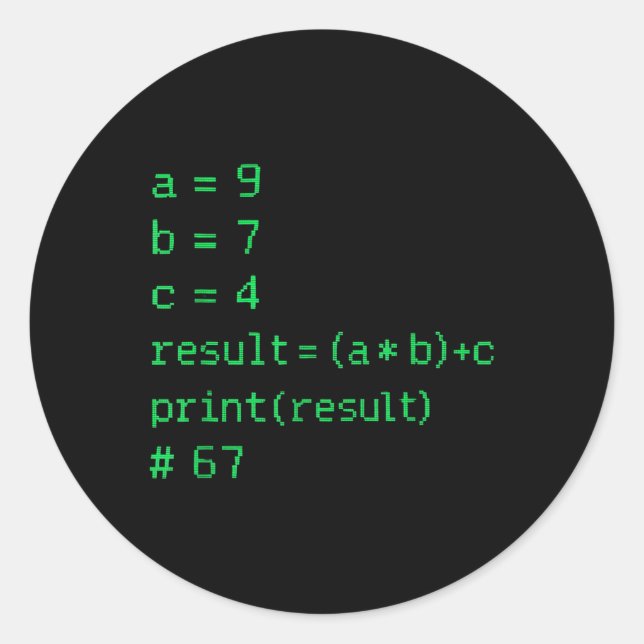 67 Meme Python Code Result Geek Humor Six Seven Pr Classic Round Sticker (Front)