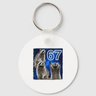 67 Meme Raccoon Howling At The Moon Parody Six Sev Key Ring