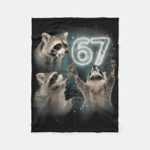 67 Meme Racoon Howling At The Moon 67 6 7 Hallowee Fleece Blanket