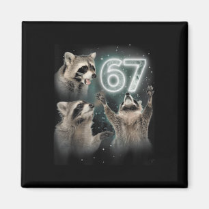 67 Meme Racoon Howling At The Moon 67 6 7 Hallowee Magnet
