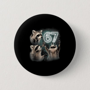 67 Meme Racoon Howling At The Moon Six Seven Trash 6 Cm Round Badge