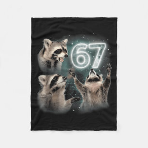 67 Meme Racoon Howling At The Moon Six Seven Trash Fleece Blanket