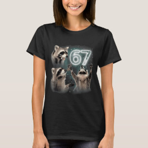 67 Meme Racoon Howling At The Moon Six Seven Trash T-Shirt