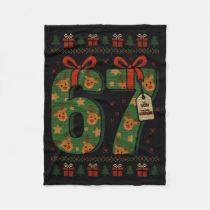 67 Meme Reindeer Christmas Ugly Sweater Xmas Celeb Fleece Blanket