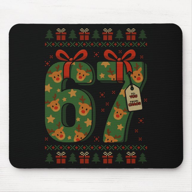 67 Meme Reindeer Christmas Ugly Sweater Xmas Celeb Mouse Mat (Front)