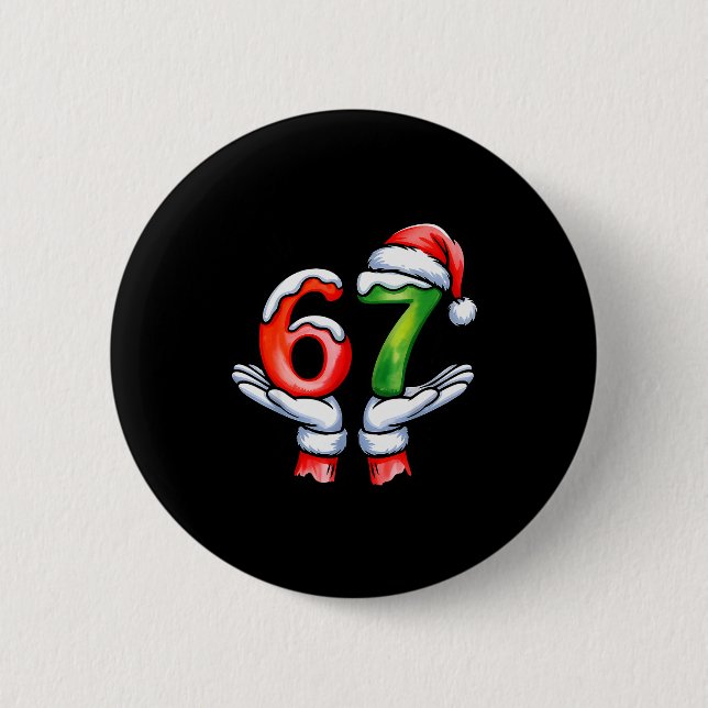67 Meme Santa Claus Hand Funny Six Seven Christmas 6 Cm Round Badge (Front)