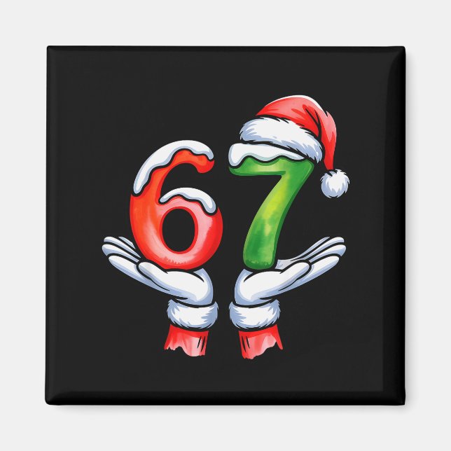 67 Meme Santa Claus Hand Funny Six Seven Christmas Magnet (Front)