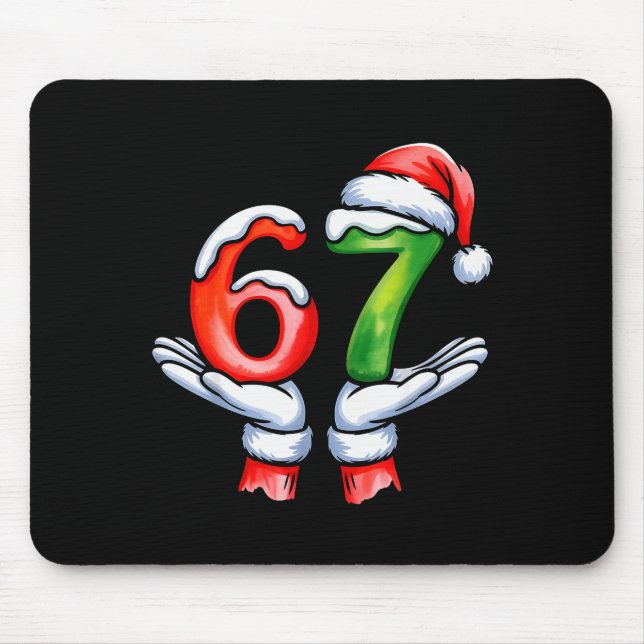 67 Meme Santa Claus Hand Funny Six Seven Christmas Mouse Mat (Front)