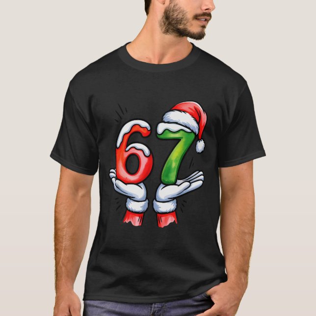 67 Meme Santa Claus Hand Funny Six Seven Christmas T-Shirt (Front)