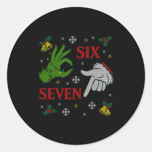 67 Meme Santa Hands Christmas Ugly Sweater Xmas Ce Classic Round Sticker