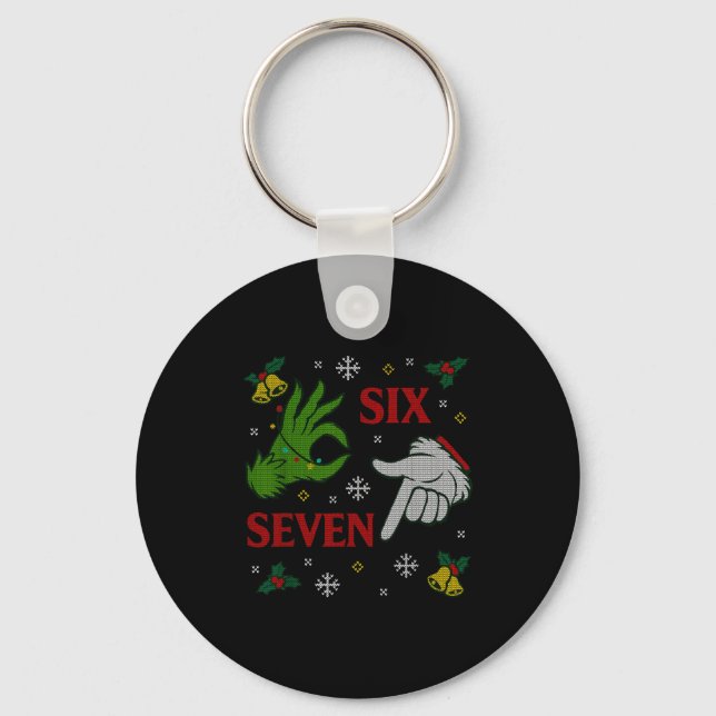 67 Meme Santa Hands Christmas Ugly Sweater Xmas Ce Key Ring (Front)