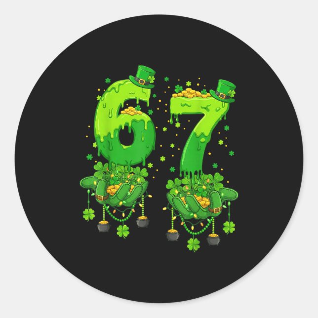 67 Meme Shamrocks Six Seven Shamrocks 6-7 St Patri Classic Round Sticker (Front)