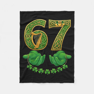 67 Meme Shamrocks Six Seven Shamrocks 6-7 St Patri Fleece Blanket