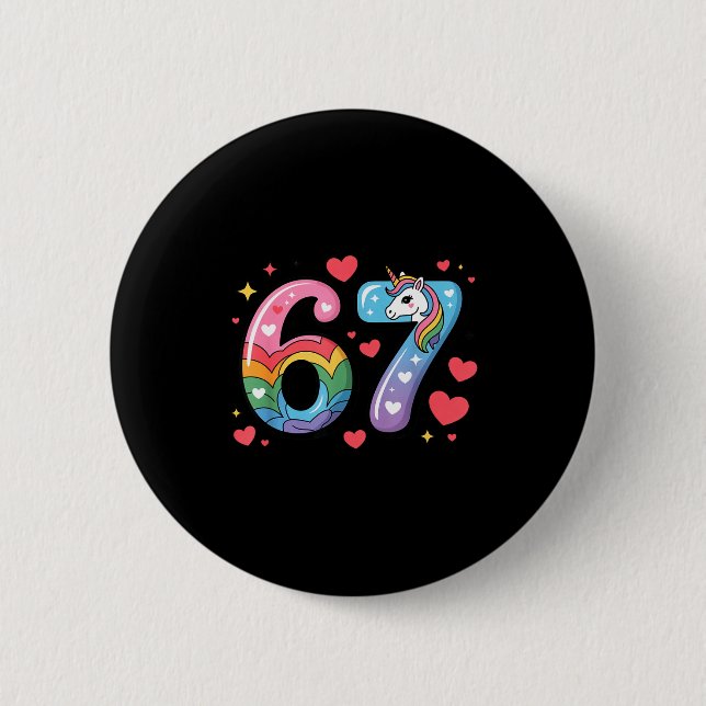 67 Meme Shirt Number Funny Six Seven 6 7  6 Cm Round Badge (Front)