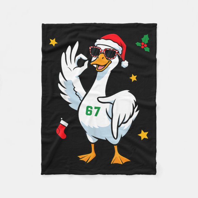 67 Meme Silly Goose 6 7 Funny Six Seven Christmas  Fleece Blanket (Front)