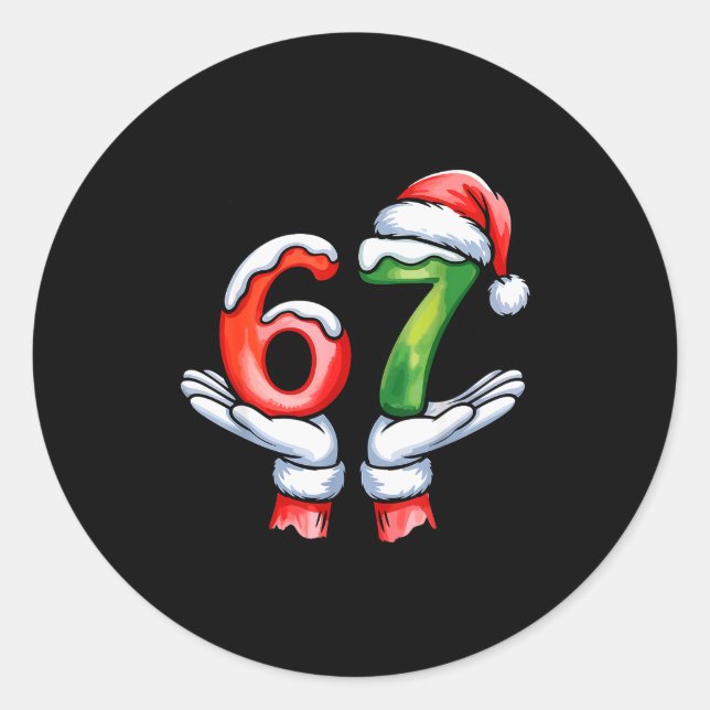 67 Meme Six Seven 67 Christmas  Classic Round Sticker (Front)