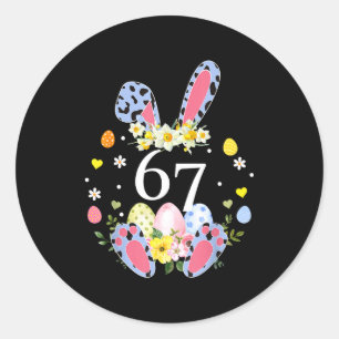 67 Meme Six Seven 6 7 Bunny Leopard Kids Funny Eas Classic Round Sticker