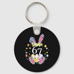67 Meme Six Seven 6 7 Bunny Leopard Kids Funny Eas Key Ring