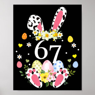 67 Meme Six Seven 6 7 Bunny Leopard Kids Funny Eas Poster