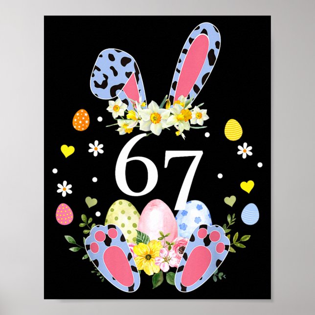 67 Meme Six Seven 6 7 Bunny Leopard Kids Funny Eas Poster (Front)