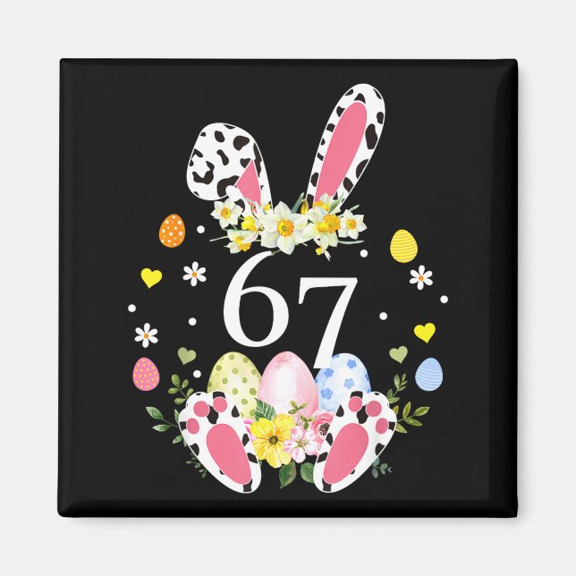 67 meme six seven 6 7 bunny leopard kids funny magnet (Front)