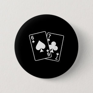 67 Meme Six Seven 6–7 Funny Playing Cards 6 Cm Round Badge