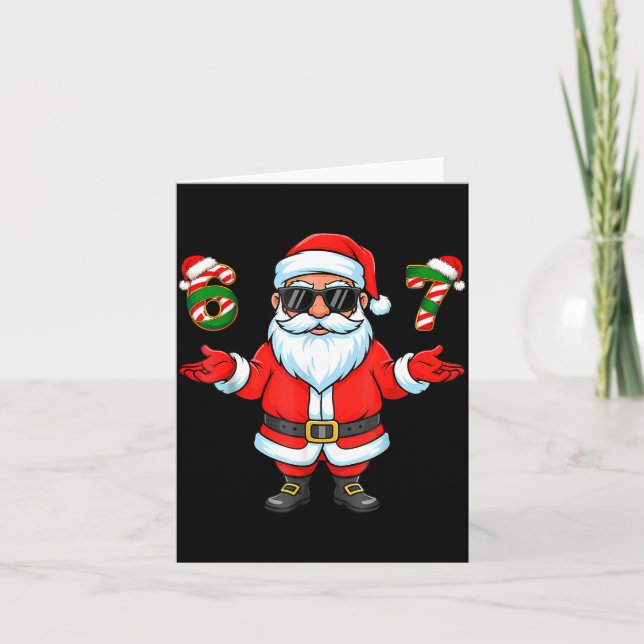 67 Meme Six Seven 6 7 Funny Santa Matching Xmas 67 Card (Front)