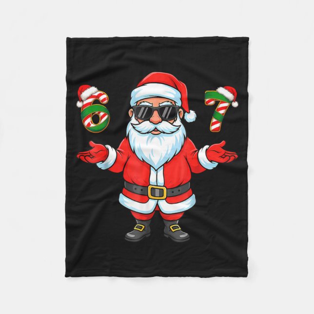67 Meme Six Seven 6 7 Funny Santa Matching Xmas 67 Fleece Blanket (Front)