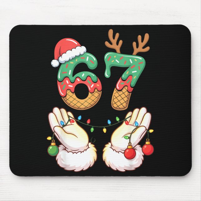 67 Meme Six Seven 6 7 Meme Funny Christmas Santa R Mouse Mat (Front)