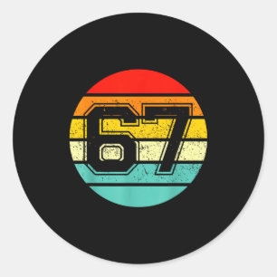 67 Meme Six Seven 6 7 Meme Funny Number Vintage  Classic Round Sticker