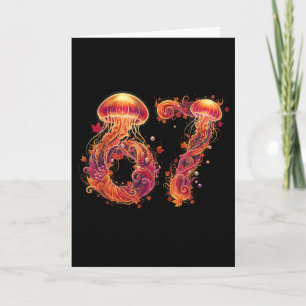 67 Meme Six Seven 6 7 Retro Jellyfish Sea Ocean Th Card