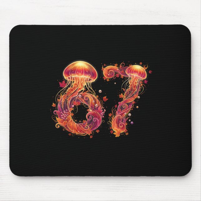 67 Meme Six Seven 6 7 Retro Jellyfish Sea Ocean Th Mouse Mat (Front)