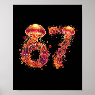 67 Meme Six Seven 6 7 Retro Jellyfish Sea Ocean Th Poster