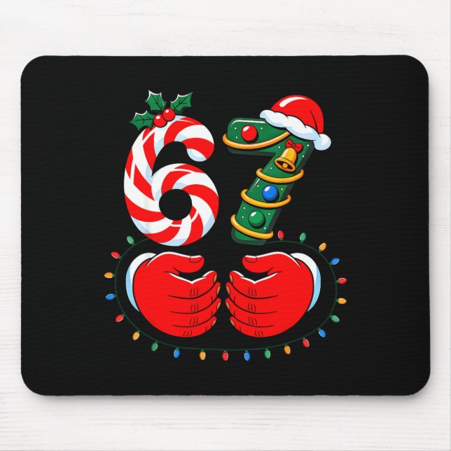 67 Meme Six Seven 6 7 Shirt Funny Christmas Boys G Mouse Mat (Front)