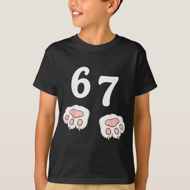 67 Meme Six Seven 6 7 Shirt Meme Funny Cat 67  (Front)