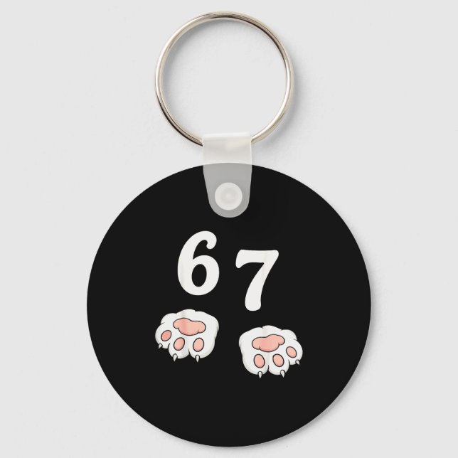 67 Meme Six Seven 6 7 Shirt Meme Funny Cat 67  Key Ring (Front)
