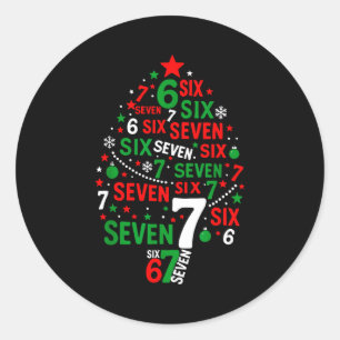 67 Meme Six Seven Boys Girls Kids Christmas Tree Classic Round Sticker
