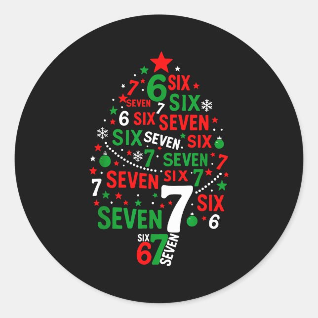 67 Meme Six Seven Boys Girls Kids Christmas Tree  Classic Round Sticker (Front)